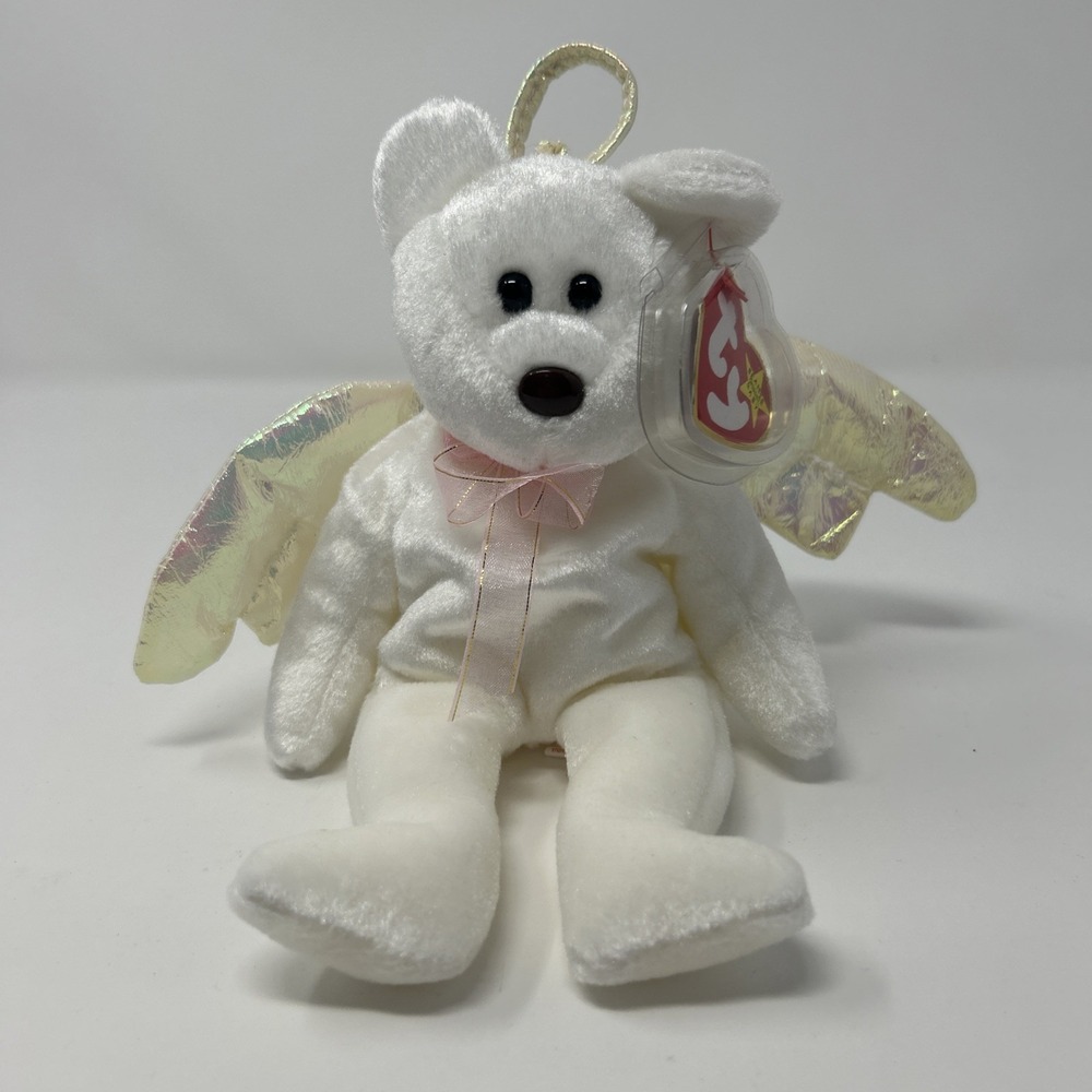 Vintage NWT TY Beanie Baby Halo the Angel Bear 1998 W/ Tag Protector